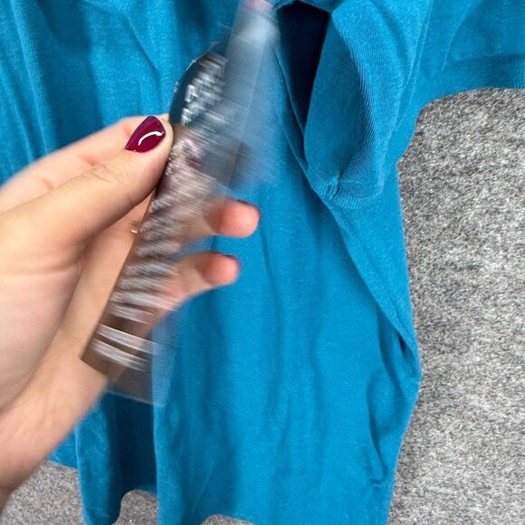 New Woman Within Polo Shirt Women L Large Blue Button Up Collared Short Sleeve - Picture 4 of 9